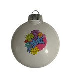   SIGN LANGUAGE "  I LOVE YOU" HAND " SHATTERPROOF ORNAMENT M & M SHAPE (WHITE WITH BUTTERFLY HAND)