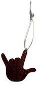SIGN LANGUAGE I LOVE YOU HAND WITH GLITTER (RED) ORNAMENT