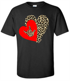 SIGN LANGUAGE " I LOVE YOU"  SIGN  HAND (LEOPARD HEART WITH RED HEART ) ADULT SIZE