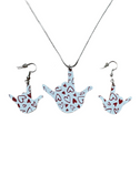 SIGN LANGUAGE "I LOVE YOU" WITH TWO HEART  PENDANT AND EARRING SET VALENTINE GIFTS