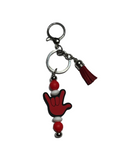 SIGN LANGUAGE "I LOVE YOU" (RED) HAND BEAD WITH RED TASSEL KEYCHAIN,
