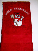 Hand Towel Embroidery Snowman with ILY (Red)