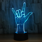 SIGN LANGUAGE " I LOVE YOU" HAND LED LIGHT ( HAND WITH ARM) BLACK BASE