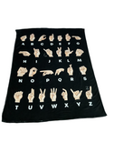 SIGN LANGUAGE A TO Z SIGN  HANDS WITH BLACK BACKGROUND  (FULL SIZE) FLANNEL BLANKET, APPROX SIZE ADULT 60 INCHES X 79 INCHES