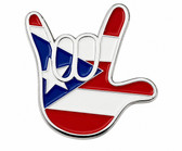 SIGN LANGUAGE ASL " I LOVE YOU" HAND MAGNET METAL (PUERTO RICO FLAG)