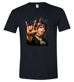 SIGN LANGUAGE " I LOVE YOU HAND "  PUNK ROCK GIRL ILY HAND (ADULT BLACK SHIRT)