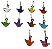 SIGN LANGUAGE  & ASL " I LOVE YOU" HAND ZIP PULL CHARM (CHOOSE COLOR)