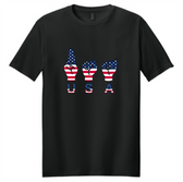 SIGN LANGUAGE ASL LETTER  USA FLAG (CHOOSE SIZE) AND (CHOOSE COLOR SHIRT)