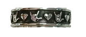 SIGN LANGUAGE ASL " I LOVE YOU" HANDS RING BAND WITH PUFF HEARTS AND HANDS (STAINLESS SILVER)