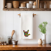SIGN LANGUAGE ASL "I LOVE YOU"  AUSTIM PUZZLE ILY HAND KITCHEN TOWEL