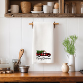 SIGN LANGUAGE ASL "I LOVE YOU" CHRISTMAS RED TRUCK  ILY HAND KITCHEN TOWEL
