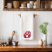 SIGN LANGUAGE ASL "I LOVE YOU" GNOME GIRL WITH VALENTINE HEART ILY HAND KITCHEN TOWEL