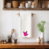 SIGN LANGUAGE ASL "I LOVE YOU"  HOT PINK FULL HAND ILY HAND KITCHEN TOWEL