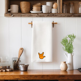 SIGN LANGUAGE ASL "I LOVE YOU"  DARK ORANGE FULL HAND ILY HAND KITCHEN TOWEL