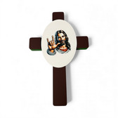 SIGN LANGUAGE ASL " JESUS SIGN HAND I LOVE YOU HAND " CROSS WOOD PLAQUE