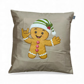 ASL SIGN LANGUAGE " I LOVE YOU" GINGER MAN COOKIE WITH GREEN CAP PILLOW