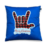 ASL SIGN LANGUAGE " I LOVE YOU" RED & BLACK BUFFALO PLAIN ( MERRY CHRISTMAS)  PILLOW