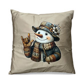 ASL SIGN LANGUAGE " I LOVE YOU" SNOWMAN " PATCHWORK QUILT" PILLOW