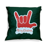 ASL SIGN LANGUAGE " I LOVE YOU" SANTA HAND " MERRY CHRISTMAS'  PILLOW