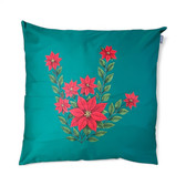 ASL SIGN LANGUAGE " I LOVE YOU" POINSETTIA OUTLINE HAND PILLOW (GREEN PILLOW)