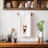 SIGN LANGUAGE ASL "I LOVE YOU"  CHRISTMAS CANDY CANE  ILY HAND KITCHEN TOWEL