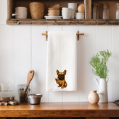 SIGN LANGUAGE ASL "I LOVE YOU"  FRENCH BULLDOG  ILY HAND KITCHEN TOWEL