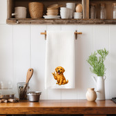 SIGN LANGUAGE ASL "I LOVE YOU"  GOLDEN RETRIEVER  ILY HAND KITCHEN TOWEL