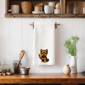 SIGN LANGUAGE ASL "I LOVE YOU" YORKIESHIRE  ILY HAND KITCHEN TOWEL