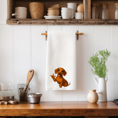 SIGN LANGUAGE ASL "I LOVE YOU" DACHSHUND BROWN ILY HAND KITCHEN TOWEL,