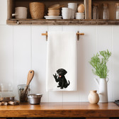 SIGN LANGUAGE ASL "I LOVE YOU" BLACK LAB ILY HAND KITCHEN TOWEL