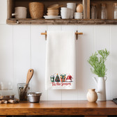 SIGN LANGUAGE ASL "I LOVE YOU" TIS THE SEASON CHRISTMAS GREEN CUP WITH WHITE HAND ILY HAND KITCHEN TOWEL