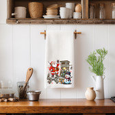 SIGN LANGUAGE ASL "I LOVE YOU" SANTA STAND WITH CAMEO & SNOWMAN WITH DUCK AND DEER HAND ILY HAND KITCHEN TOWEL