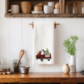 SIGN LANGUAGE ASL "I LOVE YOU" TRUCK BLACK AND RED  BUFFALO PLAIN WITH SNOWMAN LIGHTING TREE PRRESENT KITCHEN TOWEL