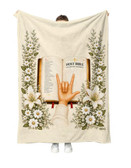 SIGN LANGUAGE ASL  "I LOVE YOU" BIBLE WITH SIGN HANDS ADULT FLANNEL BLANKET, APPROX SIZE ADULT 50 X 60
