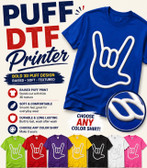 SIGN LANGUAGE ASL I LOVE YOU OUTLINE HAND (WHITE PRINTING LETTERS)  (ADULT) OR (YOUTH)