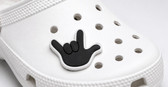 SIGN LANGUAGE ASL  I LOVE YOU SHOES CHARM  (BLACK WITH WHITE )