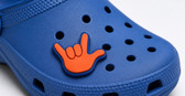 SIGN LANGUAGE ASL  I LOVE YOU SHOES CHARM  (ORANGE WITH ROYAL)