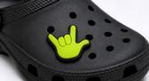 SIGN LANGUAGE ASL  I LOVE YOU SHOES CHARM  (LIME WITH BLACK )