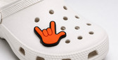 SIGN LANGUAGE ASL  I LOVE YOU SHOES CHARM  (ORANGE WITH BLACK )