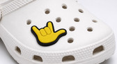 SIGN LANGUAGE ASL  I LOVE YOU SHOES CHARM  (YELLOW WITH BLACK )