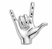 SIGN LANGUAGE ASL I LOVE YOU PIN LARGE (SILVER)