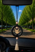 SIGN LANGUAGE ASL " I LOVE YOU" HAND WITH  MIRROR HANGING OR ANYTHING HANGING (#9)