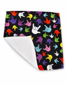 SIGN LANGUAGE  ASL " I LOVE YOU" HANDS WITH COLORFUL HANDS ( BATH WASH CLOTH)