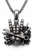 SIGN LANGUAGE ASL MECHANICAL“I LOVE YOU HAND"  PENDANT NECKLACE STAINLESS STEEL