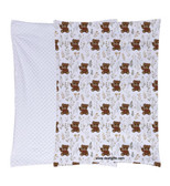 SIGN LANGUAGE ASL  "I LOVE YOU" FULL HANDS TEDDY BEAR HANDS & LEAFS WITH WHITE BACKGROUND ADULT FLANNEL BLANKET, DOT MINK