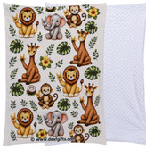SIGN LANGUAGE ASL  "I LOVE YOU" FULL HANDS BIG ANIMALS HANDS & LEAFS WITH WHITE BACKGROUND ADULT FLANNEL BLANKET