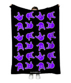 SIGN LANGUAGE ASL  "I LOVE YOU" FULL HANDS PURPLE HANDS WITH BLACK BACKGROUND ADULT FLANNEL BLANKET