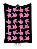 SIGN LANGUAGE ASL  "I LOVE YOU" FULL HANDS HOT PINK HANDS WITH BLACK BACKGROUND ADULT FLANNEL BLANKET