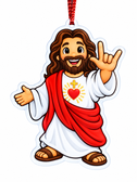 SIGN LANGUAGE ASL FULL "I LOVE YOU" HAND WITH JESUS CHRISTMAS ORNAMENT ACRYLIC