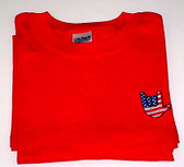 USA SIGN HAND ' I LOVE YOU " T SHIRT Embroidery ( RED SHIRT ) Left Chest ( ADULT SIZE )